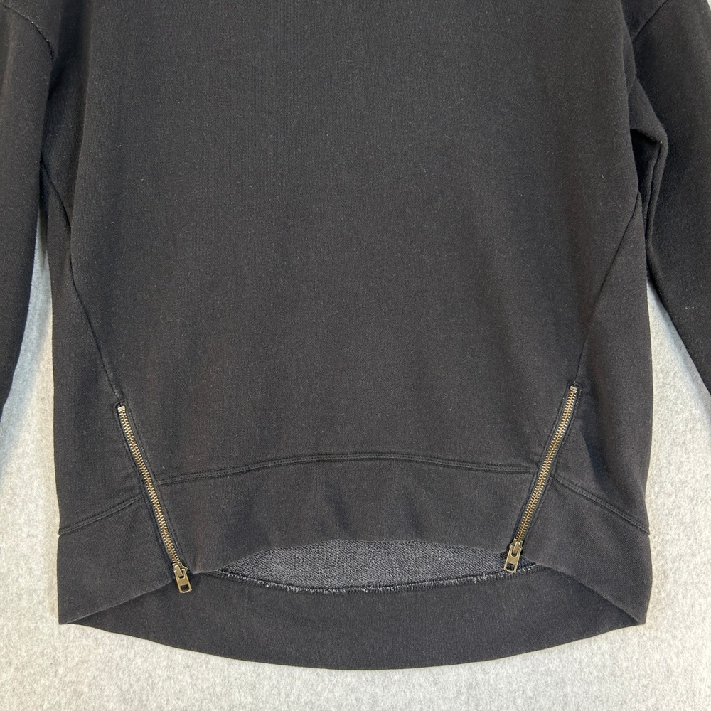 Athleta Black Cityscape Pullover Sweatshirt Side Zip French Terry Size Small - Picture 5 of 12